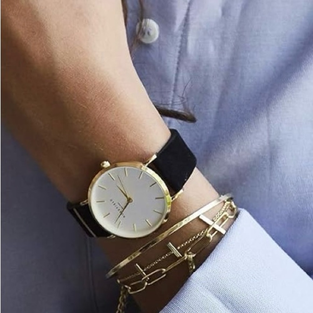 Rosefield Bowery Black and Gold Watch